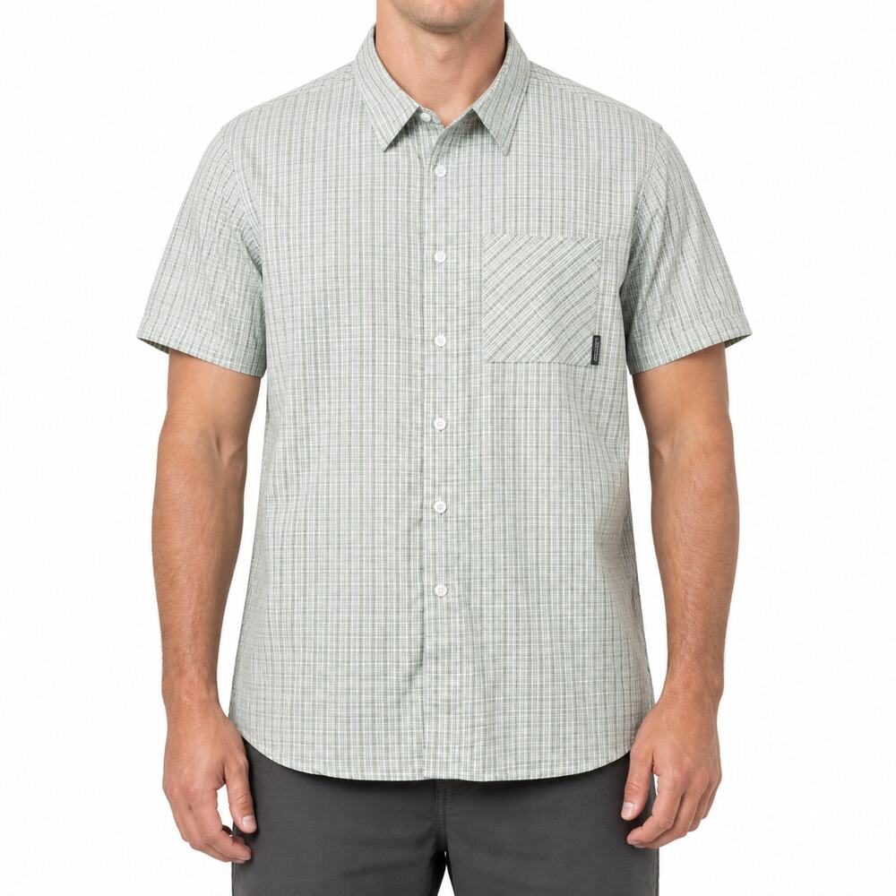 Oakley Shirt Mens Large Gray Green Plaid Short Sleeve Button Up Casual Outdoors